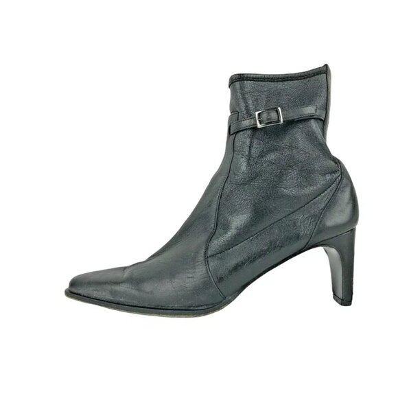 Prevata Womens Black Vero Cuoio Cone Heel Almond Toe Ankle Boot Size US‎ 5.5 - Picture 3 of 9